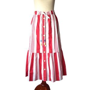 J Crew Red White Striped Poplin Drawstring Skirt w/ Pockets, SIZE: Small